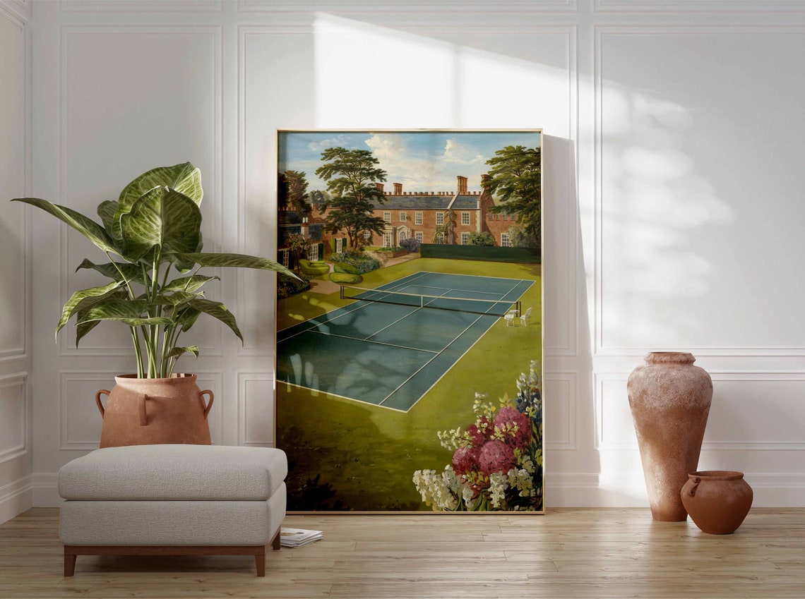 Tennis Poster Tennis Court Art Sports Wall Art Tennis Gift Botanical Print Floral Art Tennis Decor Sport Poster Wall Art Poster - Image 2