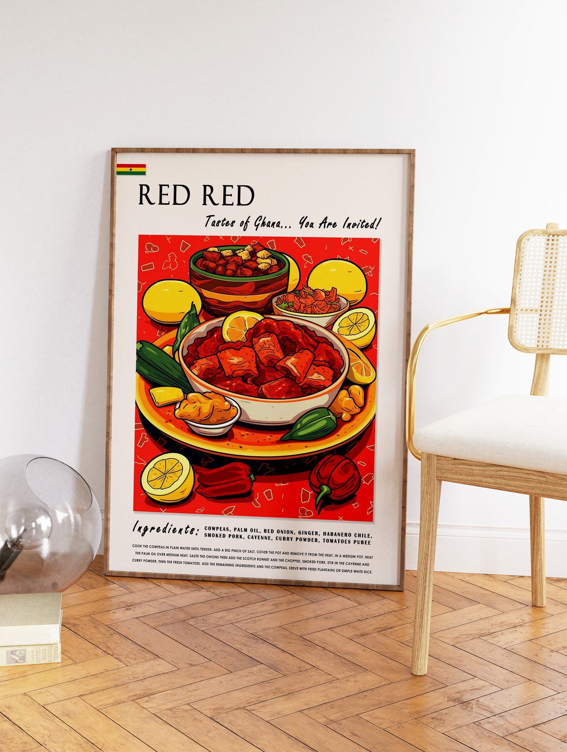 Red Reed Ghanaian Food Poster African Food Print Ghana Food Art African Food Poster Exotic Food Art Kitchen Decor African Art - Image 2