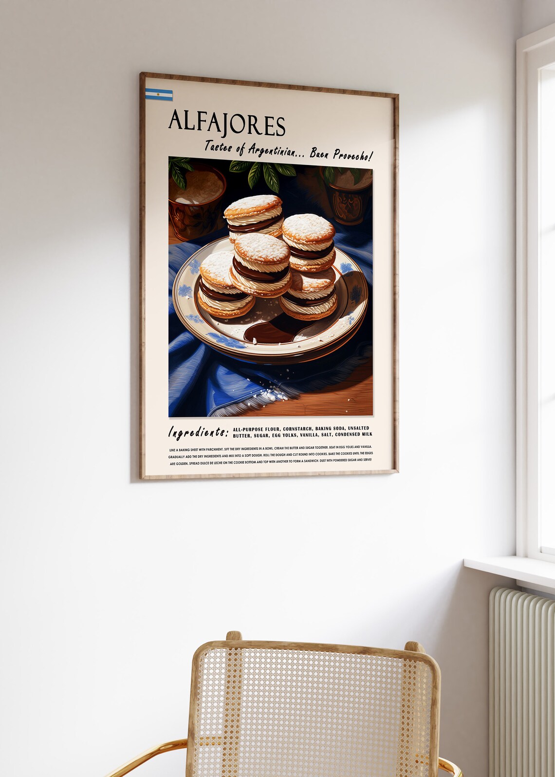 Alfajores Argentinian Dessert Recipe Kitchen Food Art Poster - Image 3