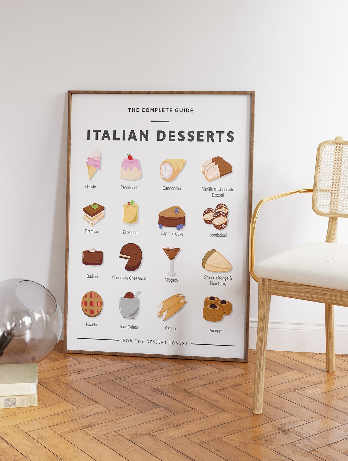 Italian Food Poster Dessert Guide Poster Italian Food Art Art Poster Italian Art Kitchen Poster Italy Retro Print Food Gift - Image 3