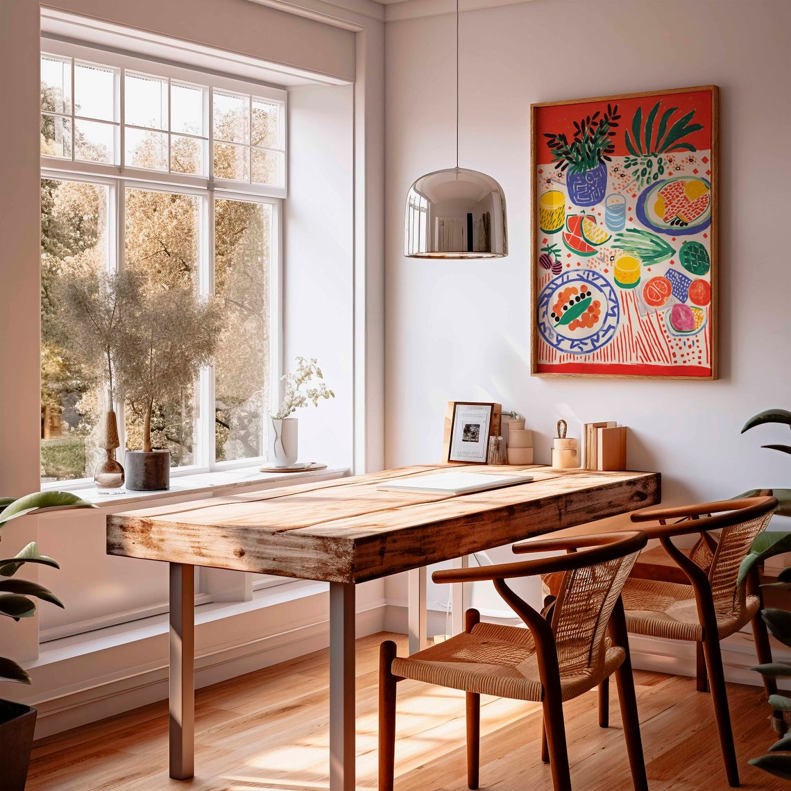 Colorful Abstract Dinner Table Art Poster Fruit Feast Kitchen Decor - Image 2