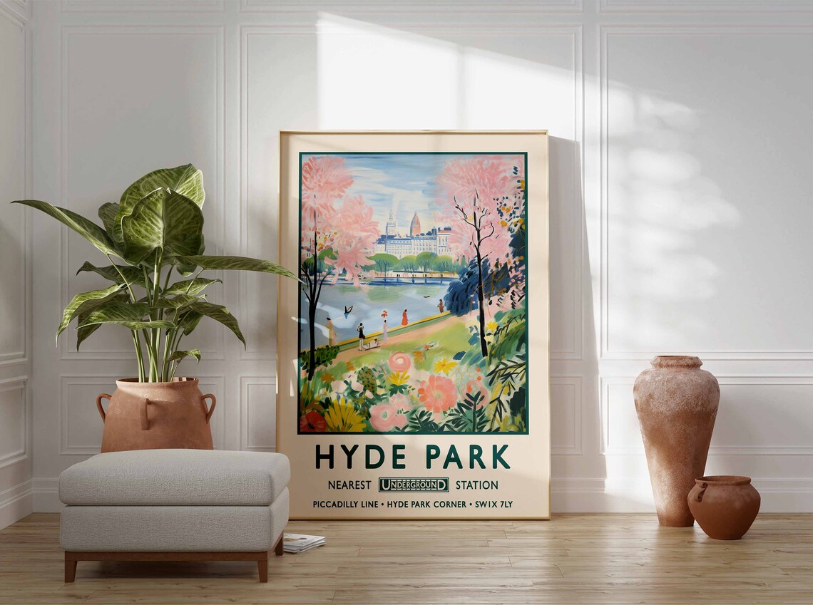 Hyde Park London William Morris Vintage Floral Poster - Image 3