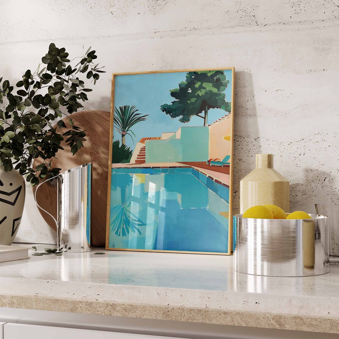 Swimming Pool Summer Art Print, Blue Poster - Image 3
