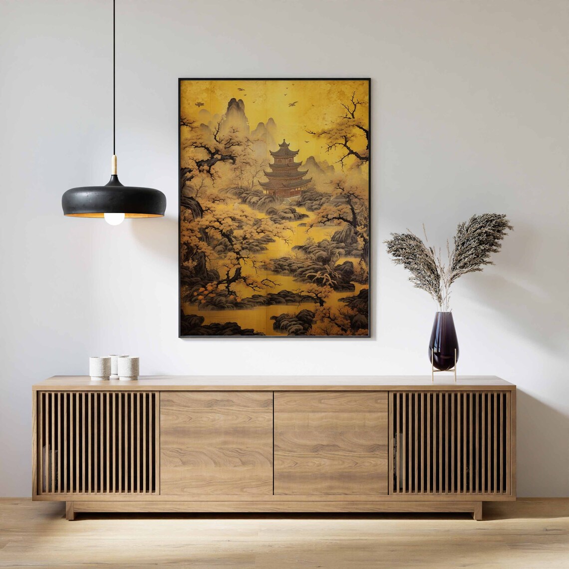 Chinese Vintage Art Print, Asian Landscape Floral - Image 3