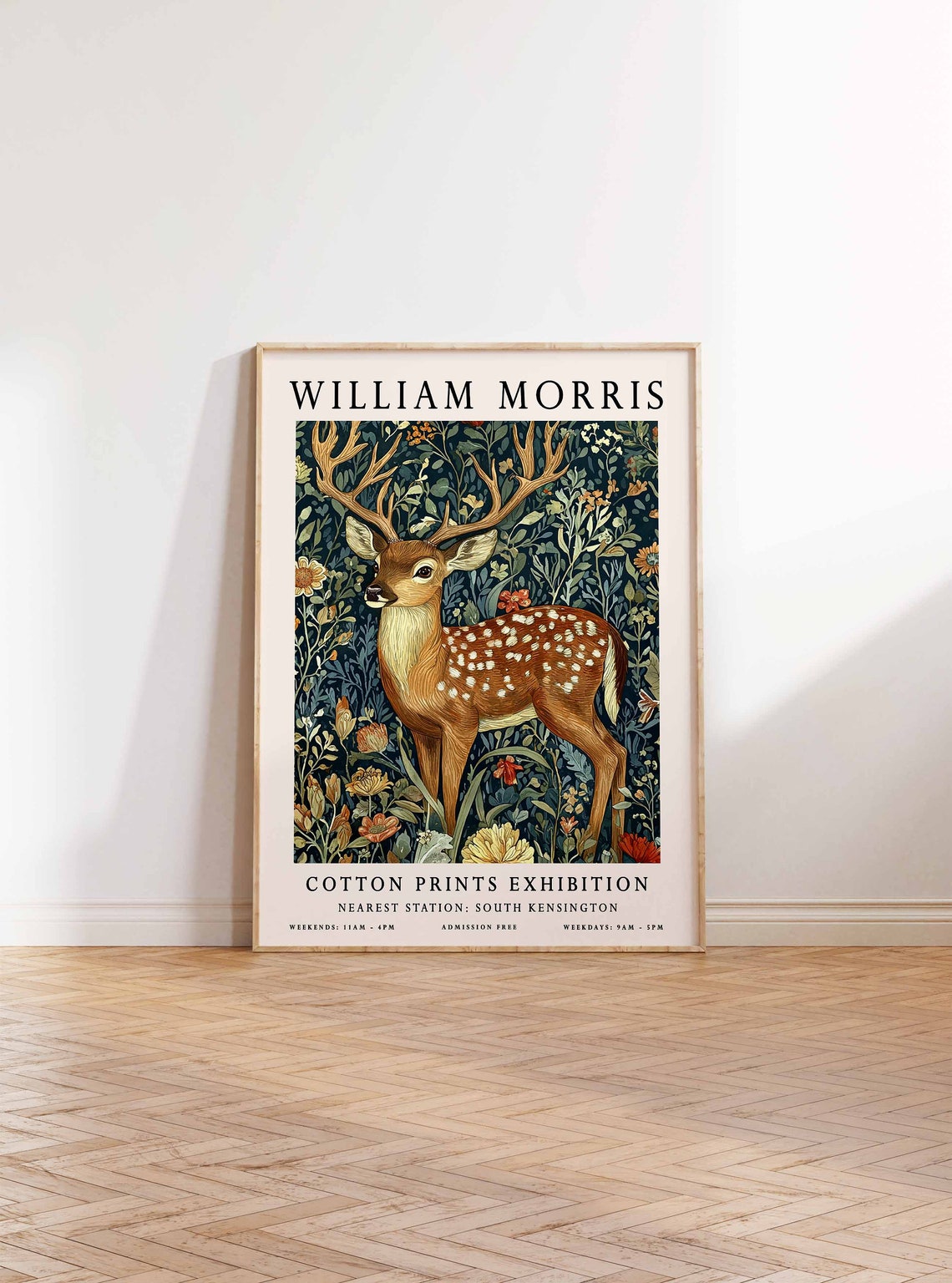 William Morris Spotted Deer in Blooming Garden Exhibition Poster - Image 2