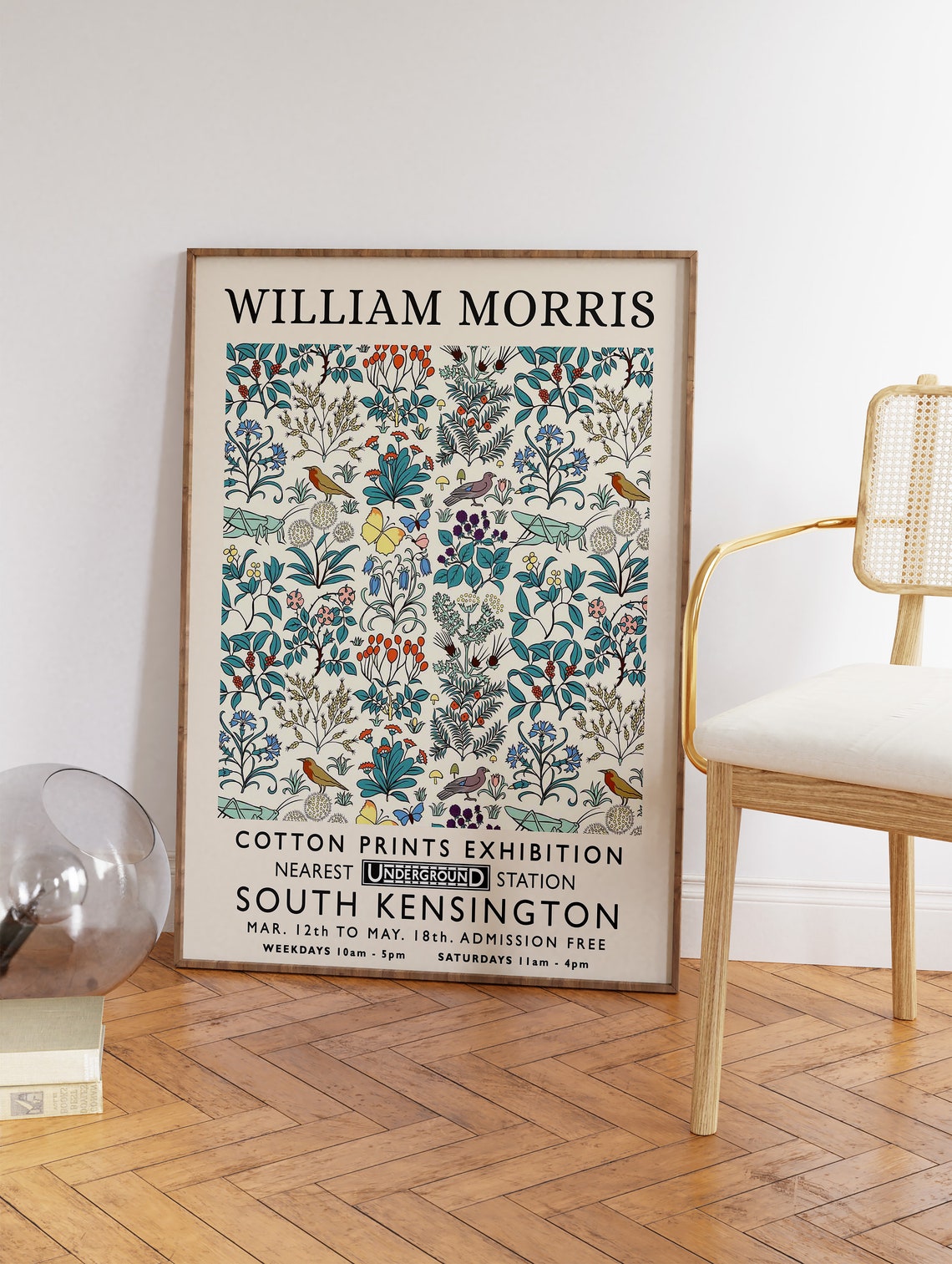 William Morris Floral Birds Cotton Prints Exhibition Art Poster - Image 3
