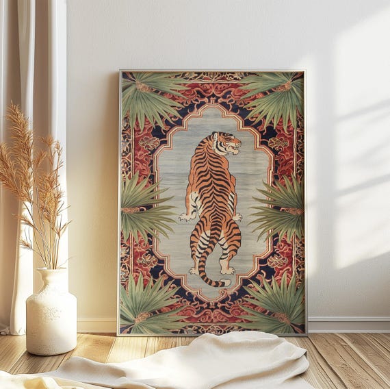 Vintage Tiger Print, Animal Art Gift