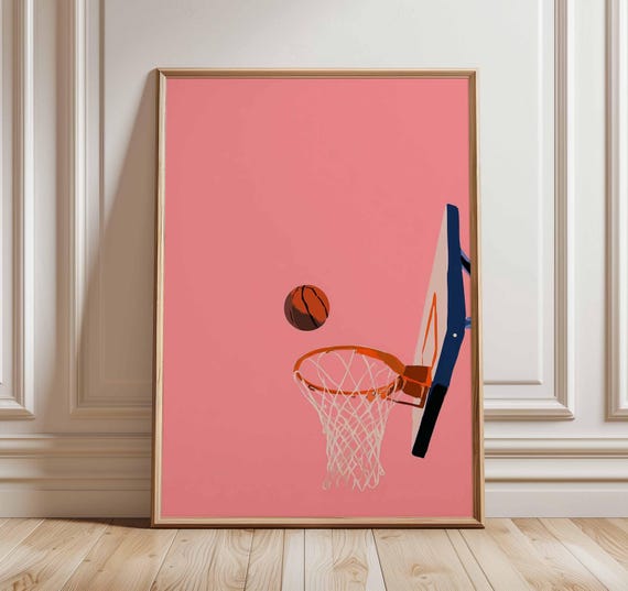 Basketball Minimalist Poster, Modern Sports Art Print