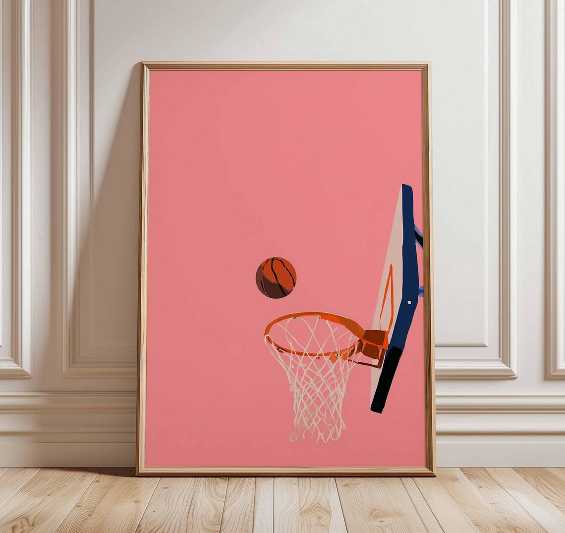 Basketball Minimalist Poster, Modern Sports Art Print