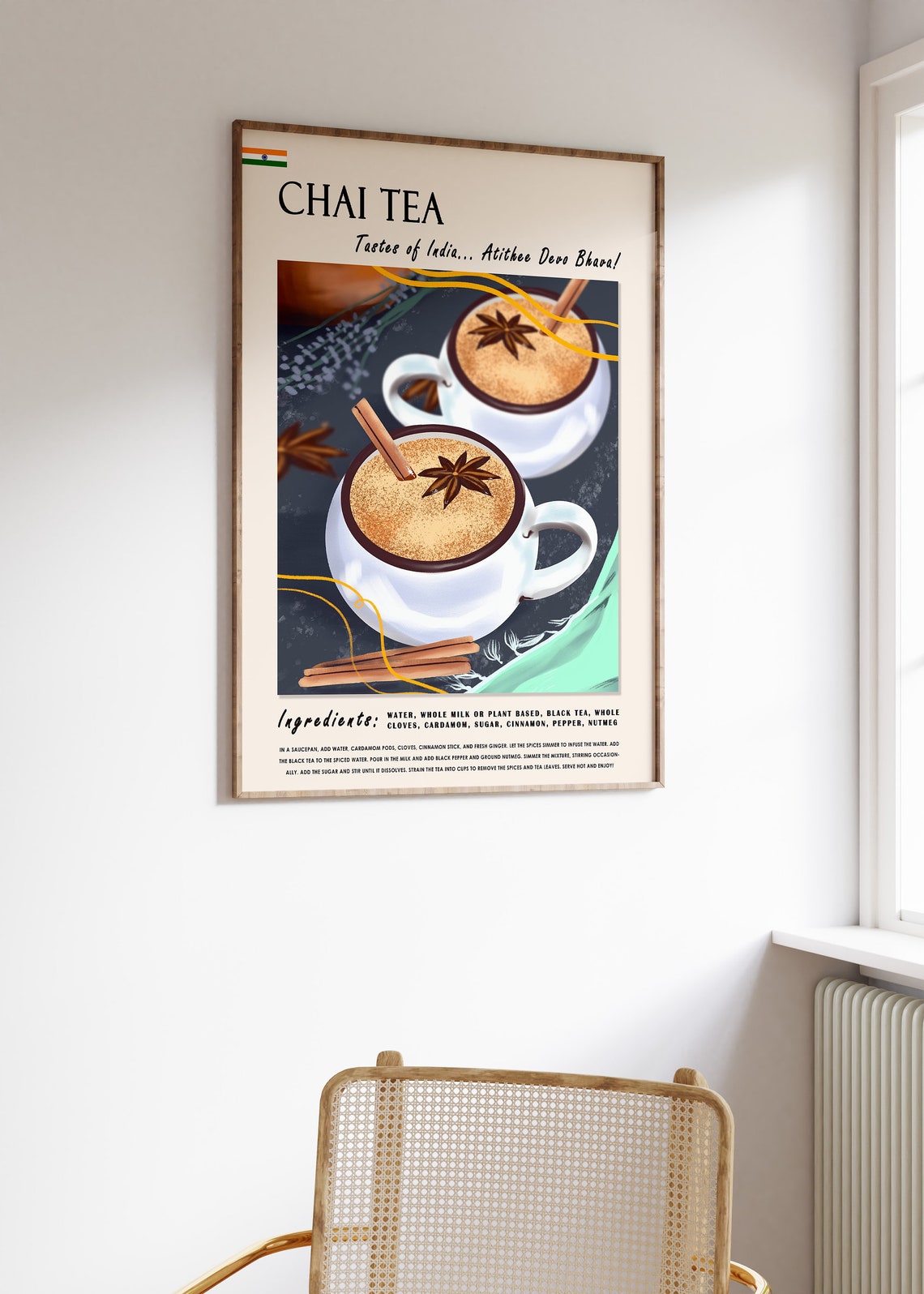 Chai Tea Indian Recipe Ingredients Masala Spice Kitchen Poster - Image 3