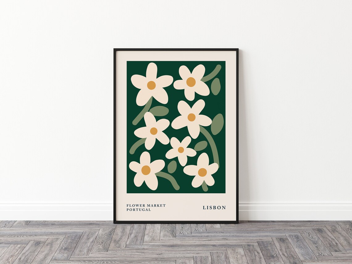 Flower Market Lisbon Portugal Daisy Floral Travel Chic Poster - Image 2