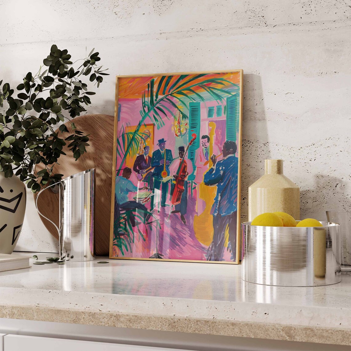 Jazz Band Club Night Performance Colorful Music Painting Poster - Image 2