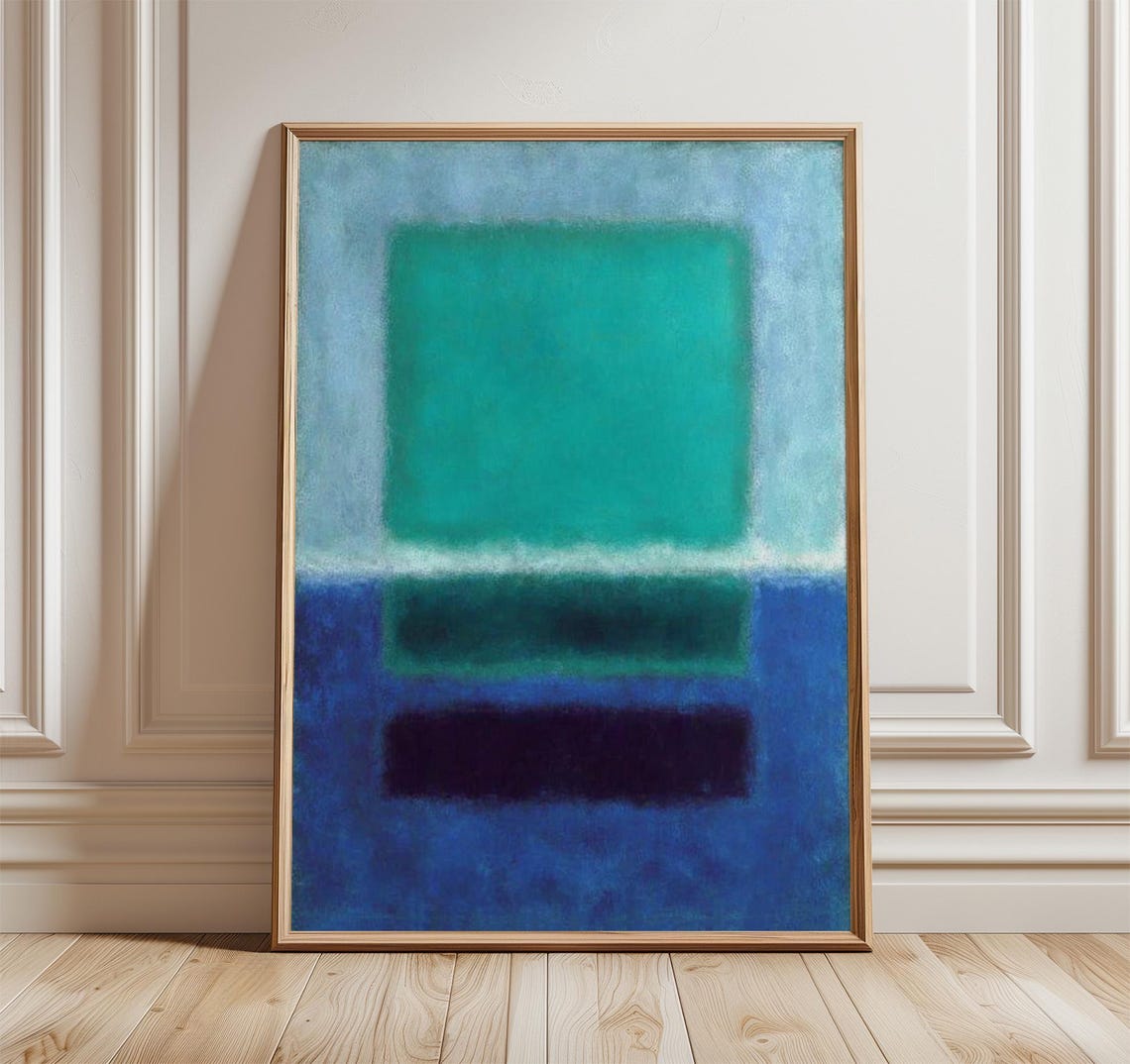 Deep Teal Blue Stacked Blocks Abstract Minimalist Color Poster