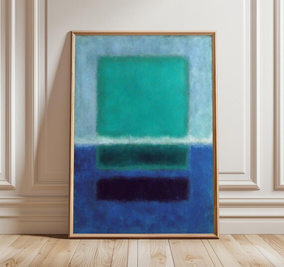Deep Teal Blue Stacked Blocks Abstract Minimalist Color Poster