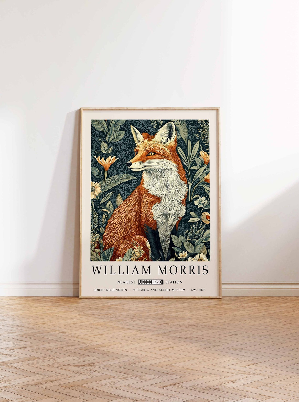 William Morris Red Fox Vintage Dark Botanical Woodland Art Poster - Image 2