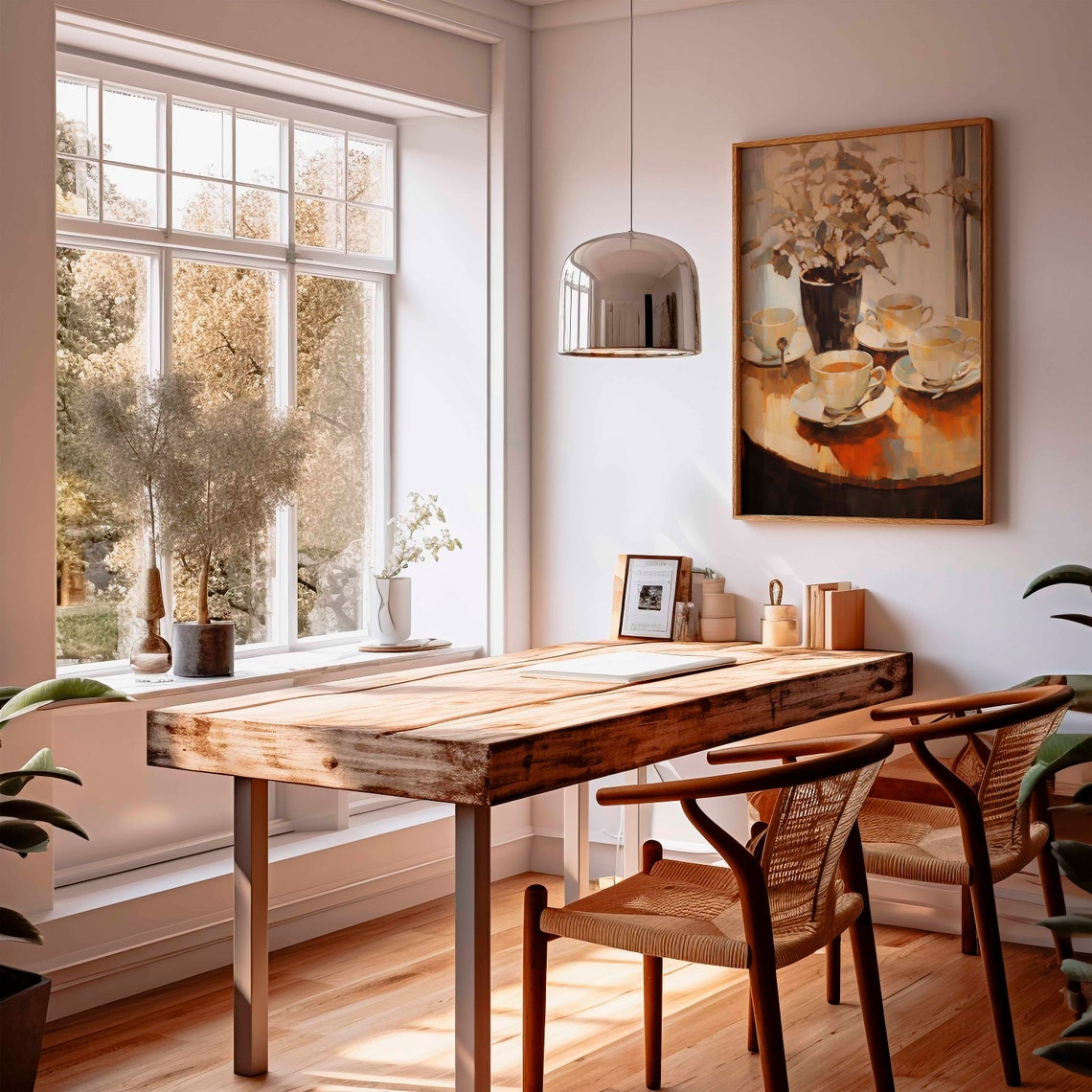 Coffee Cups Warm Kitchen Still Life Cafe Style Painting Poster - Image 3
