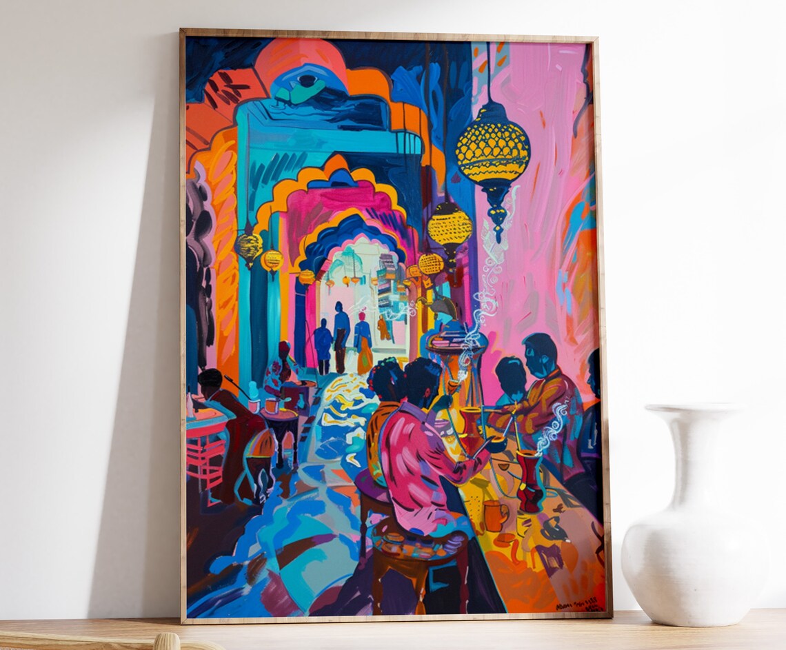 Shisha Bar Arabic Poster, Middle Eastern Decor
