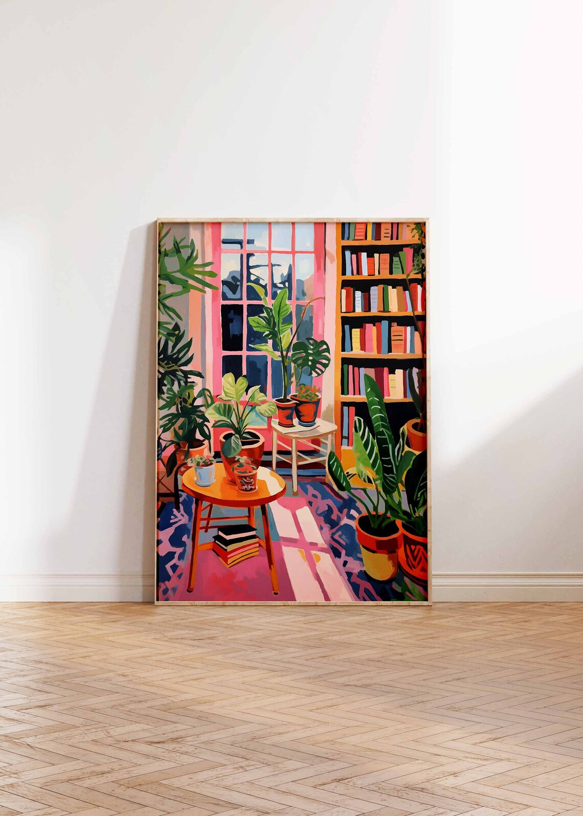 Colorful Bookshop Reading Corner Plants Library Painting Poster Bookish - Image 3