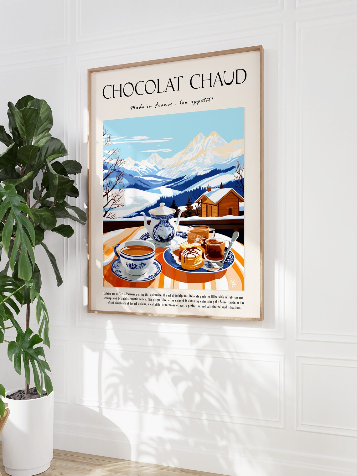 Chocolat Chaud French Hot Chocolate Alpine Cafe Winter Art Poster - Image 2