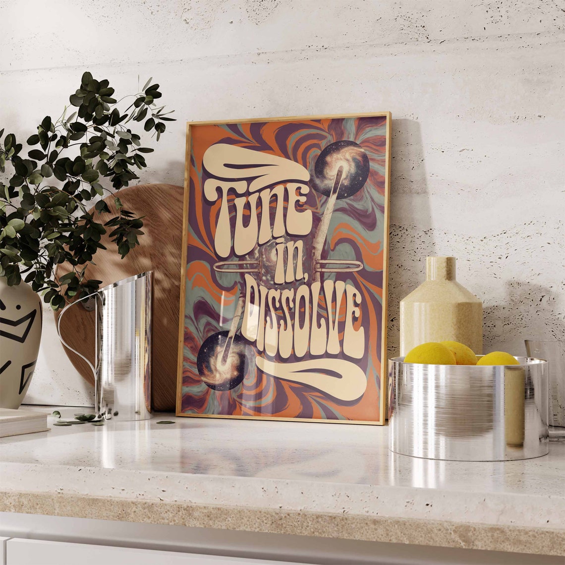 Tune In Dissolve Psychedelic 70s Galaxy Marble Swirl Retro Poster - Image 3