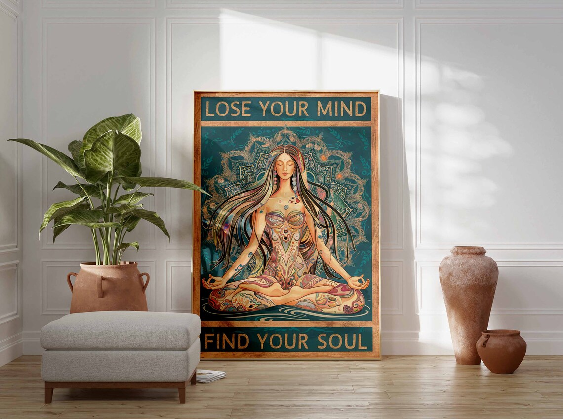 Lose Your Mind Find Your Soul Yoga Meditation Boho Mandala Poster - Image 3