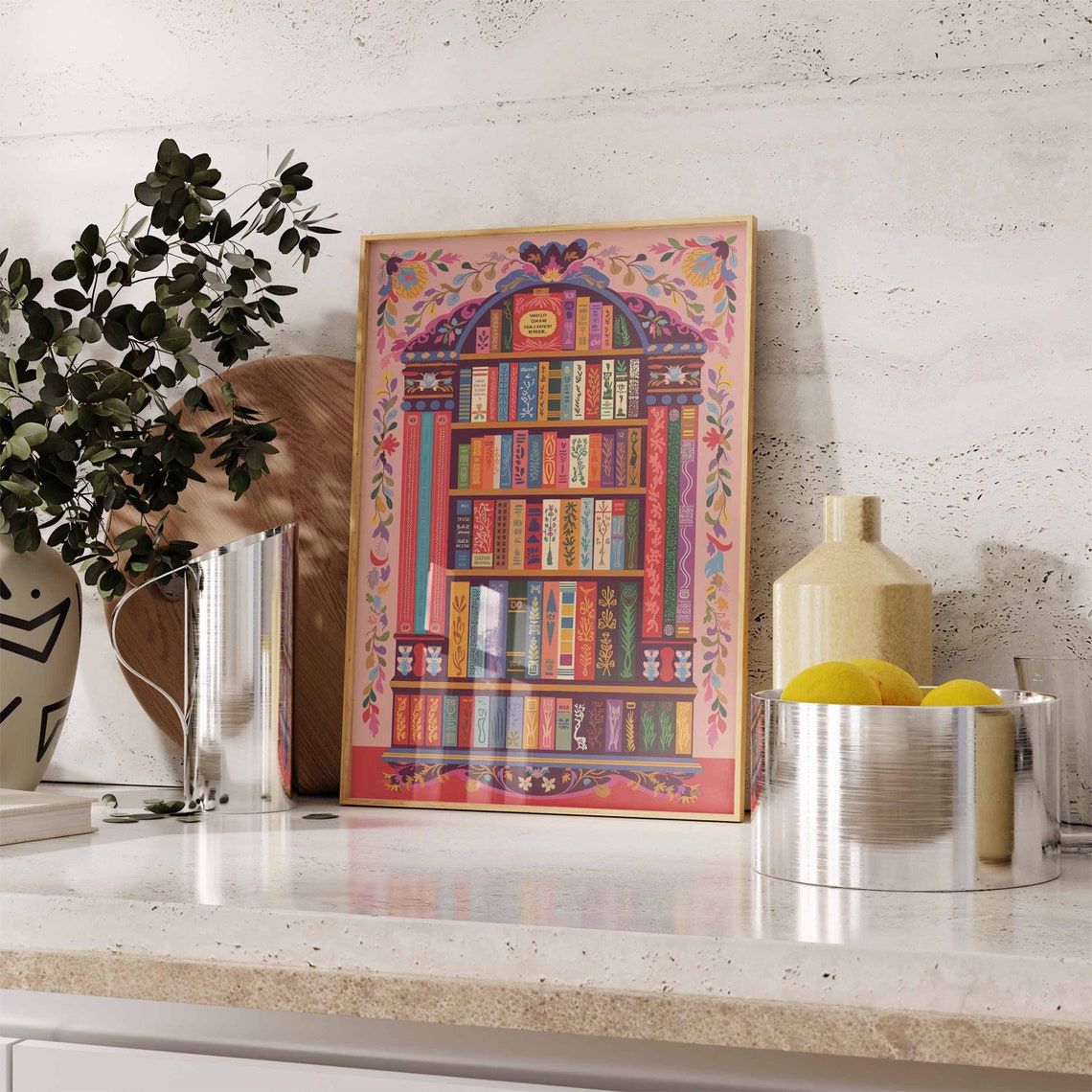Colorful Bookshelf Library Art Reading Room Wall Decor Poster - Image 2