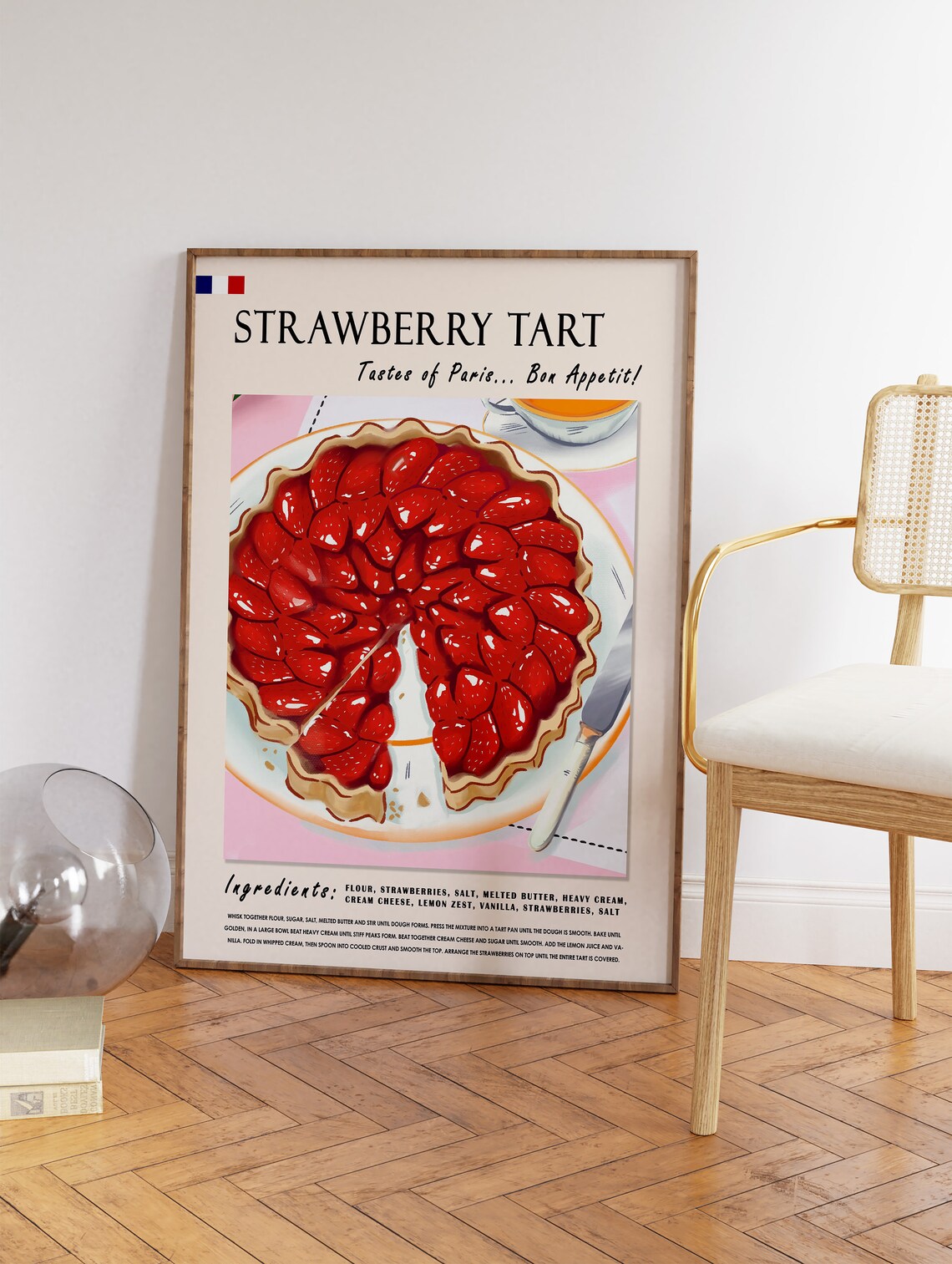 Strawberry Tart French Recipe Poster Tastes Of Paris Bon Appetit - Image 3