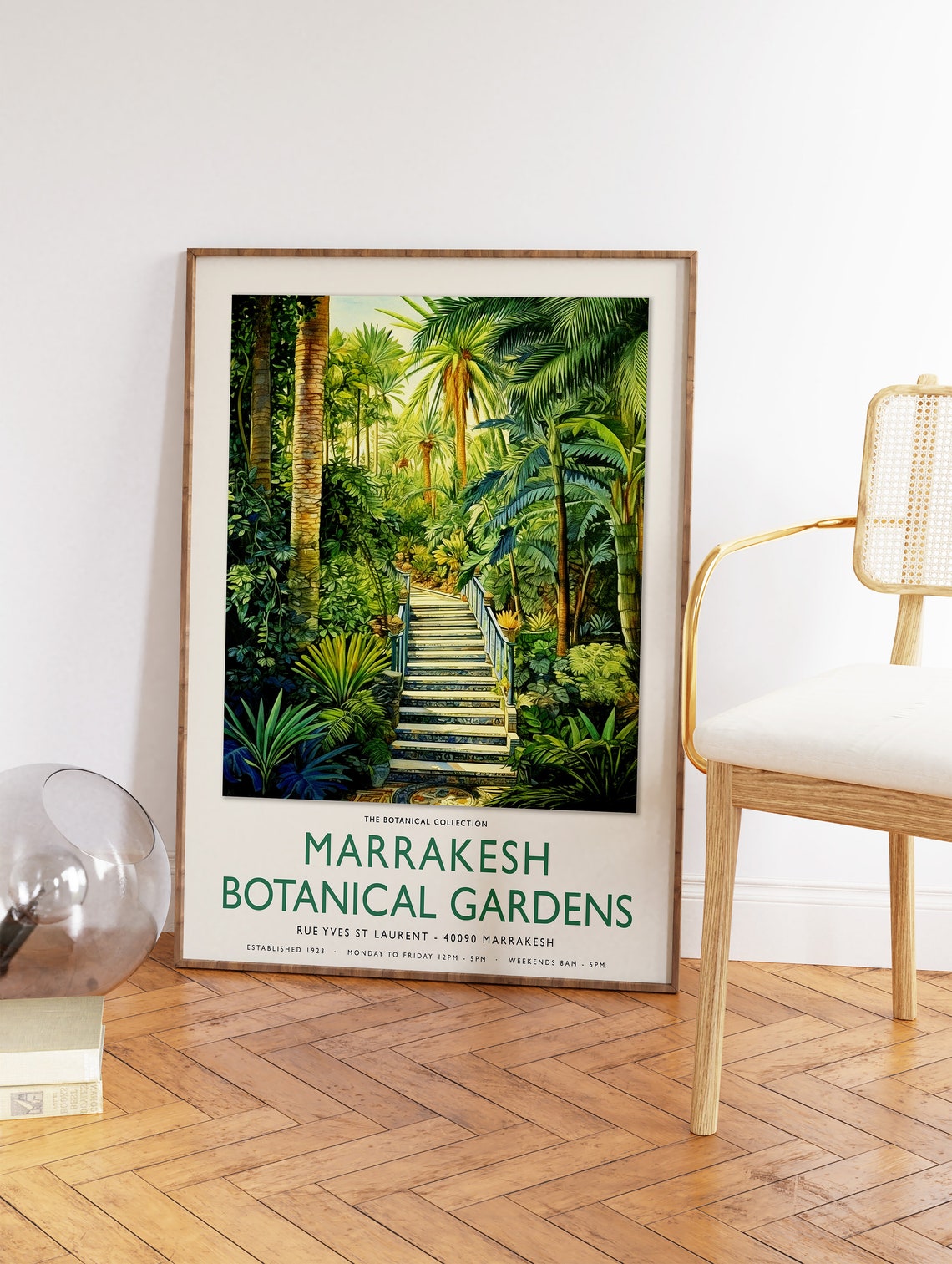 Marrakesh Botanical Gardens Palm Stairs Jungle Travel Poster - Image 2