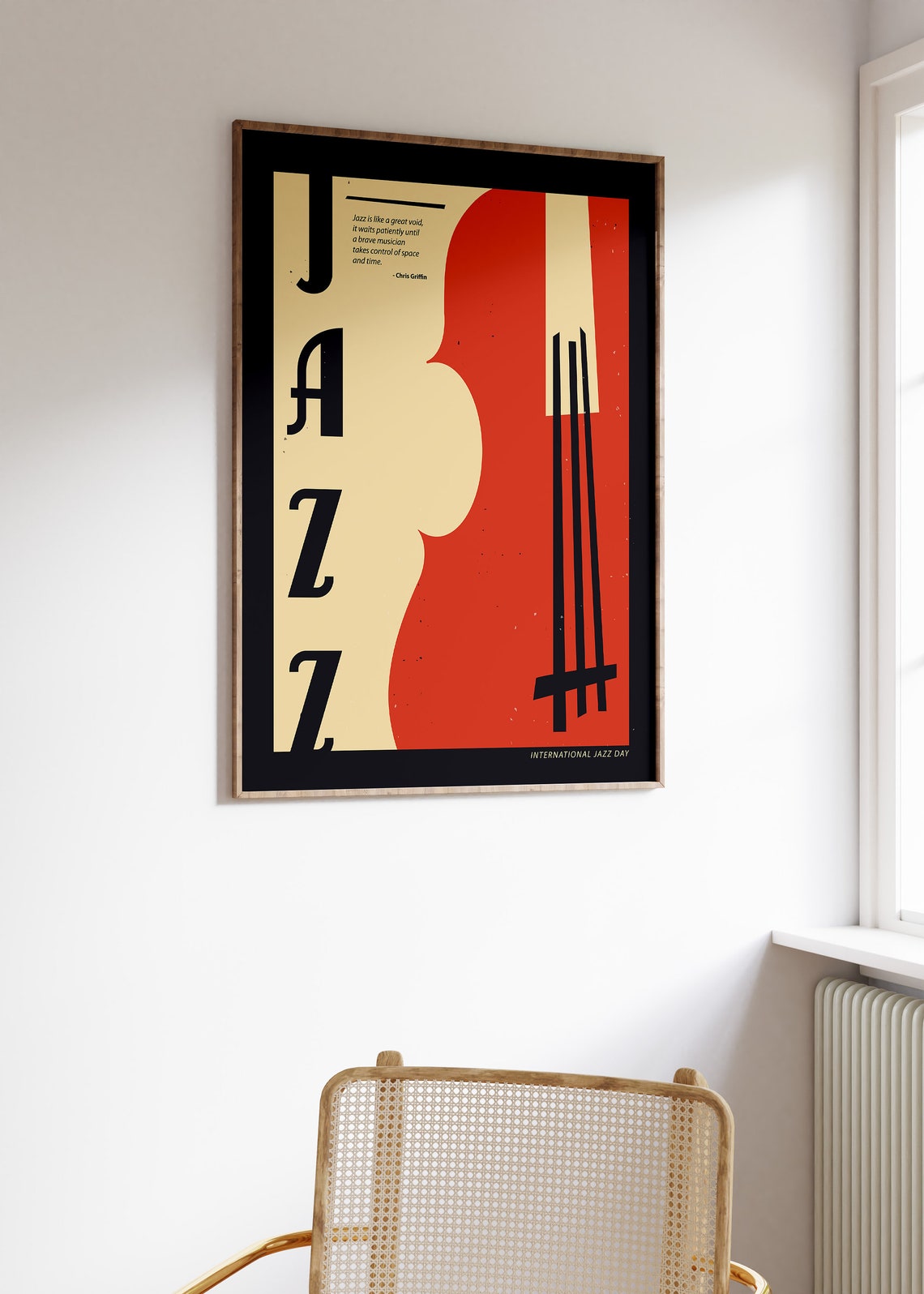 Jazz Print Double Bass Silhouette International Jazz Day Wall Decor - Image 3