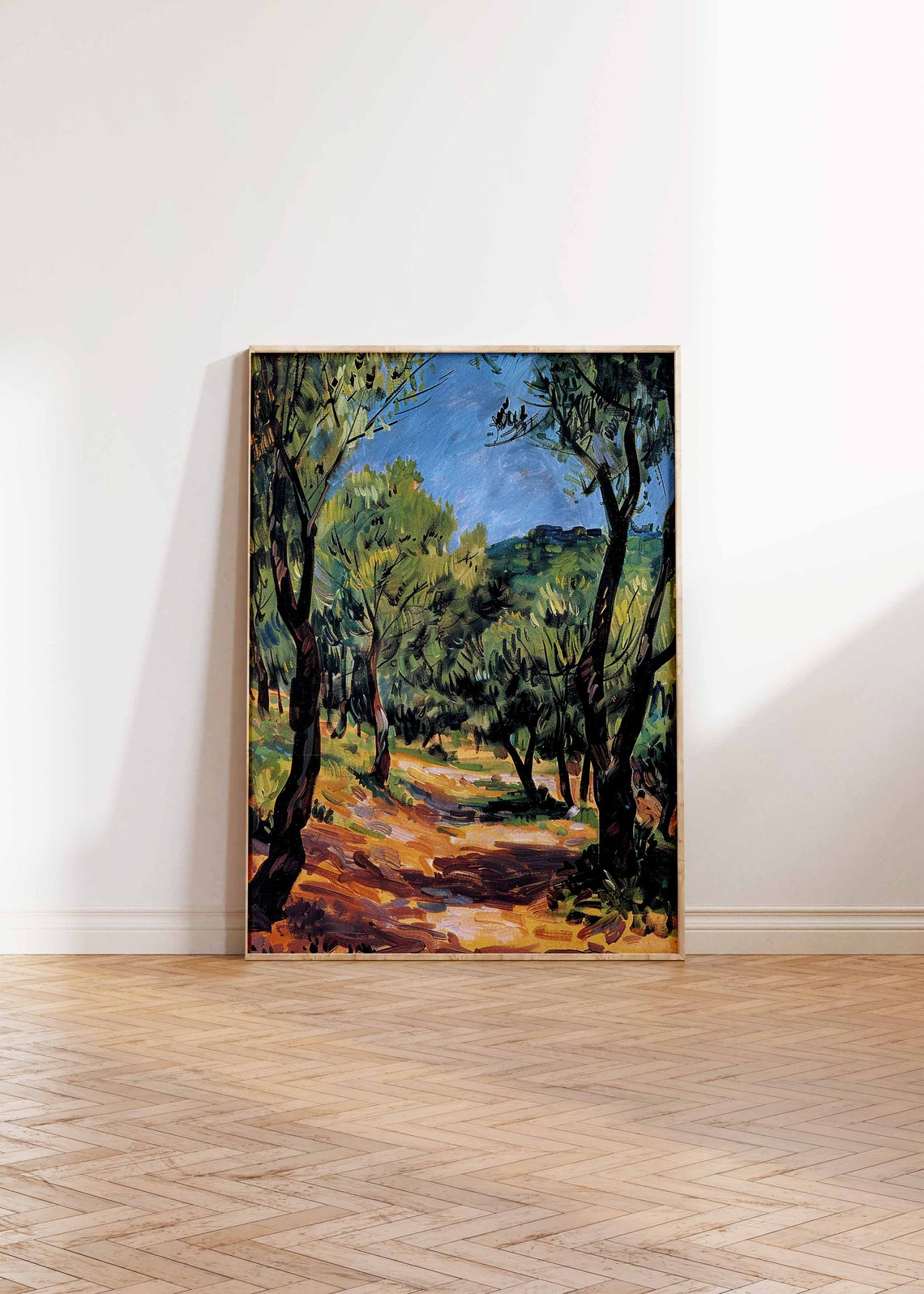 Shady Olive Grove Path With Dark Trunks Impressionist Poster - Image 2