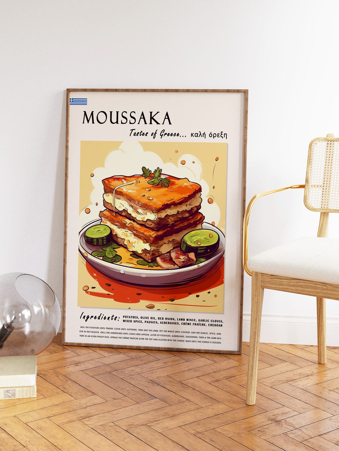 Moussaka Food Poster Greek Food Print Kitchen Decor Food And Drink Art Greece Gift Food Gift Mediterranean Food Poster Greece Art - Image 2
