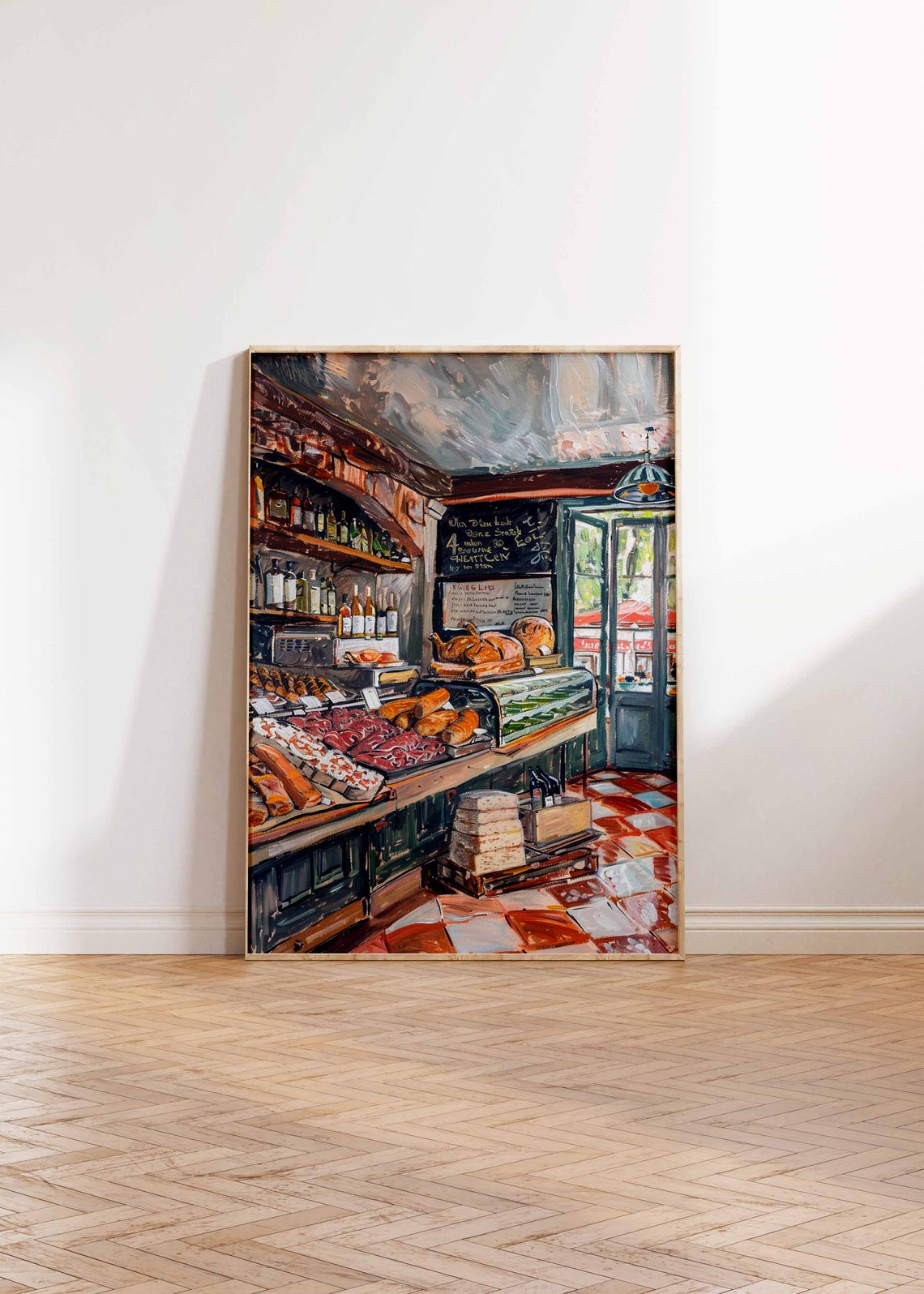 Italian Deli Cafe Interior Salami Bread Chalkboard Menu Poster - Image 2