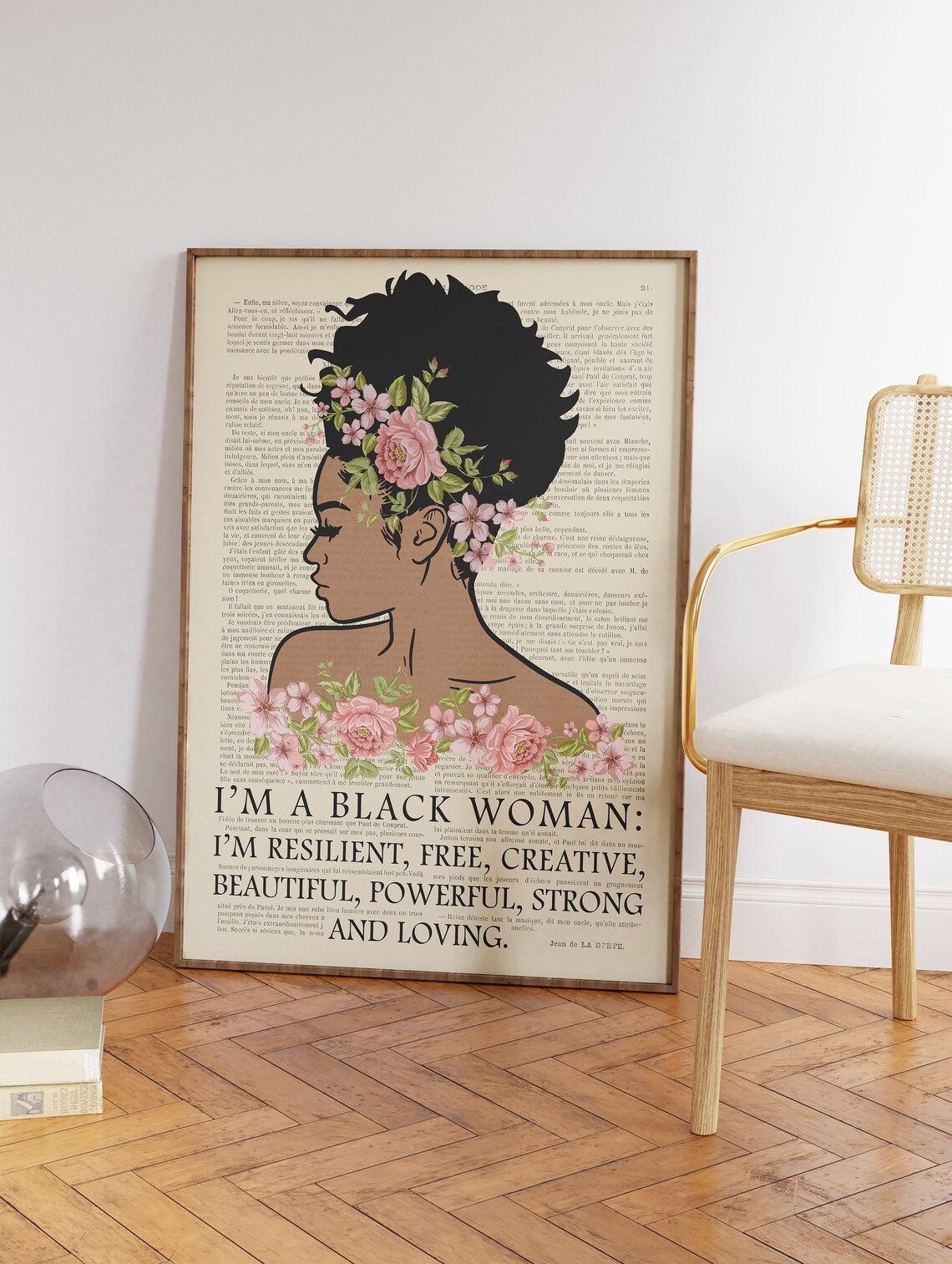 Black Female Quote Poster, Vintage Afro Art Print - Image 2