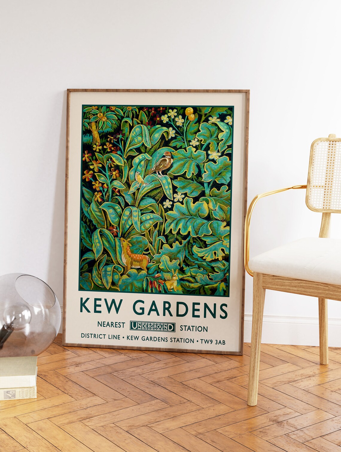 Kew Gardens Botanical Birds Deer Rabbit Vintage London Tube Poster - Image 3