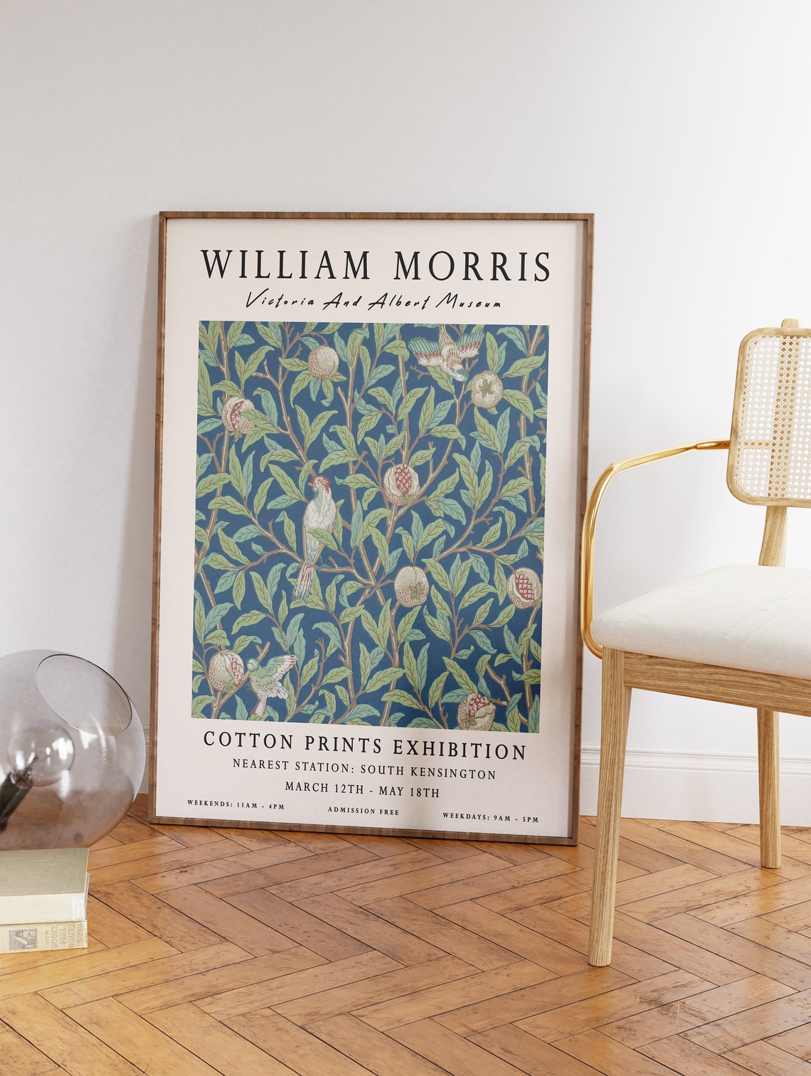 William Morris Pomegranate Bird Motif Exhibition Botanical Art Poster - Image 2