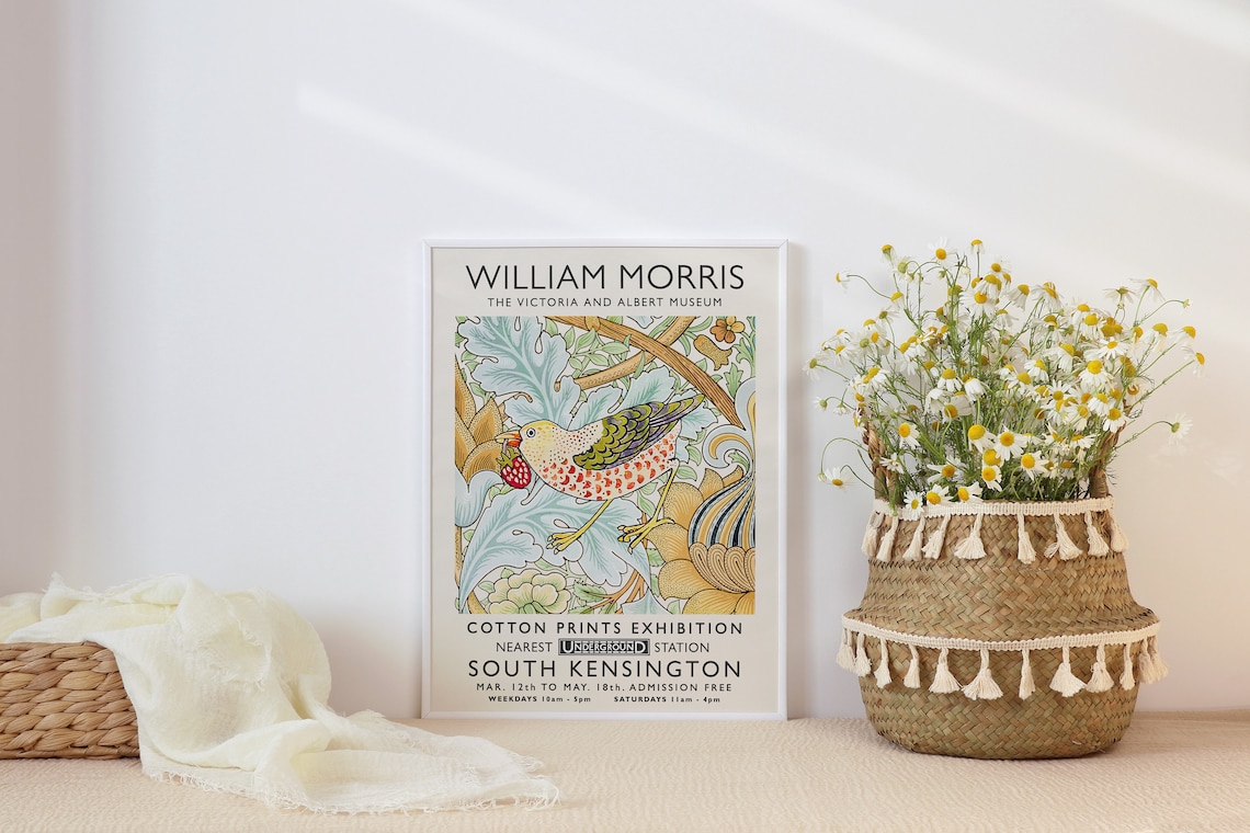 William Morris Floral Bird Vintage Exhibition Poster - Image 2