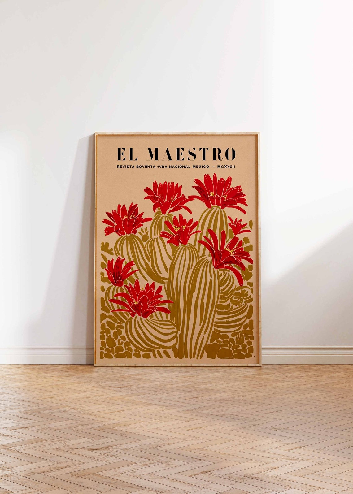 El Maestro Mexican Cactus With Red Flowers Vintage Botanical Poster - Image 3