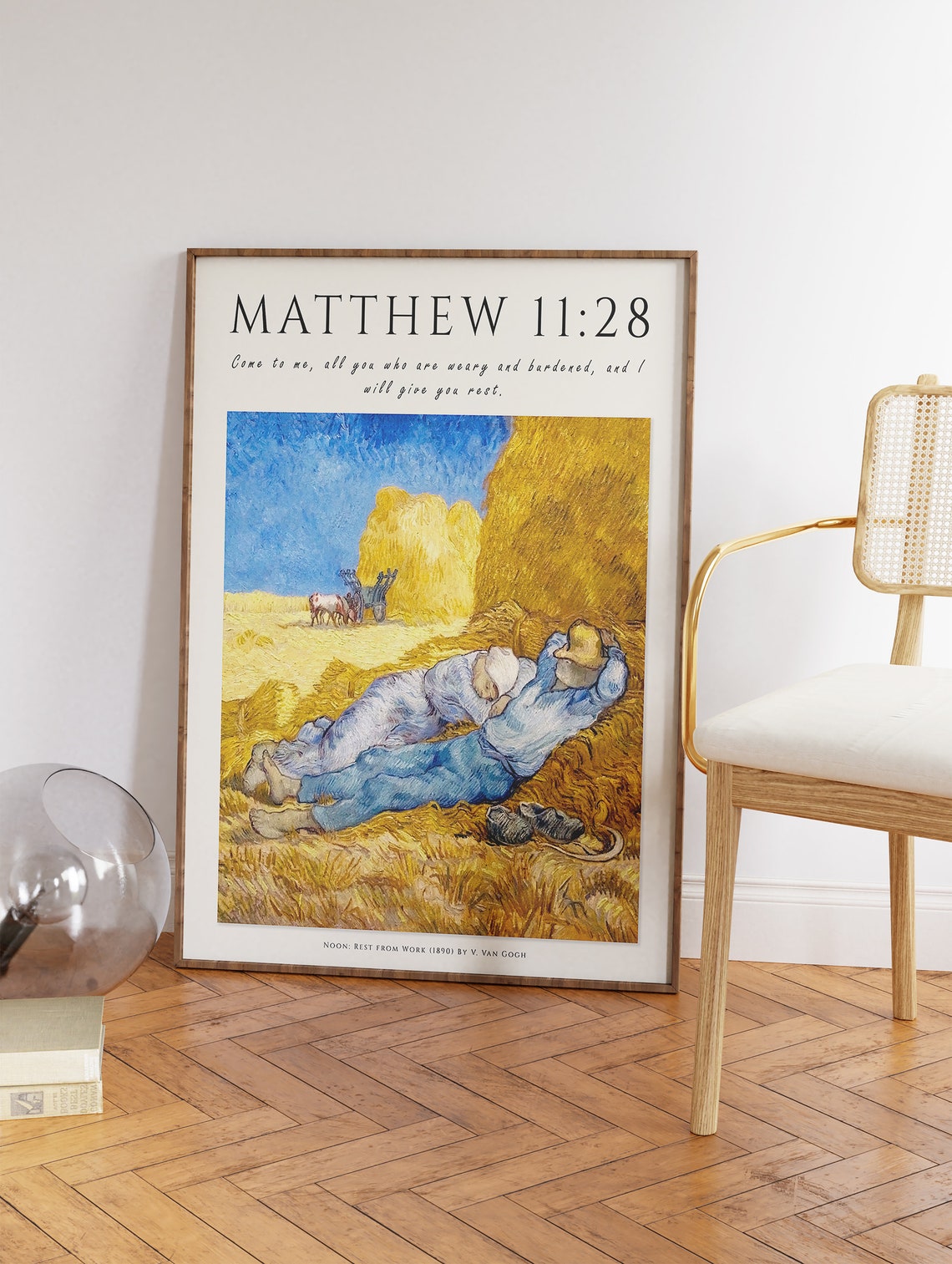Matthew 11 28 Bible Verse With Van Gogh Rest From Work Poster - Image 3