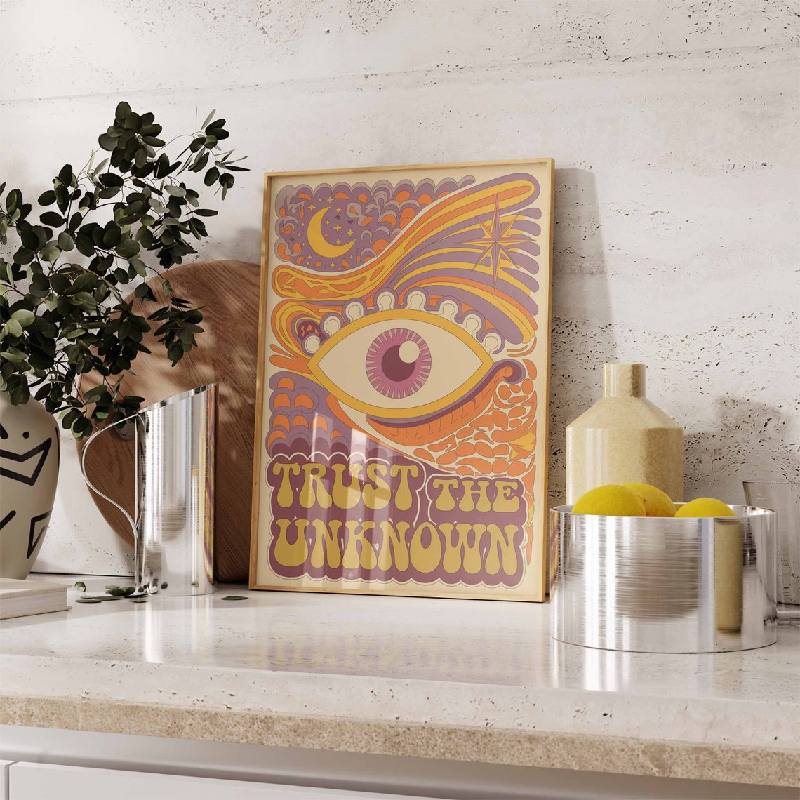 Trust The Unknown All Seeing Eye Psychedelic Retro 70s Art Poster - Image 3