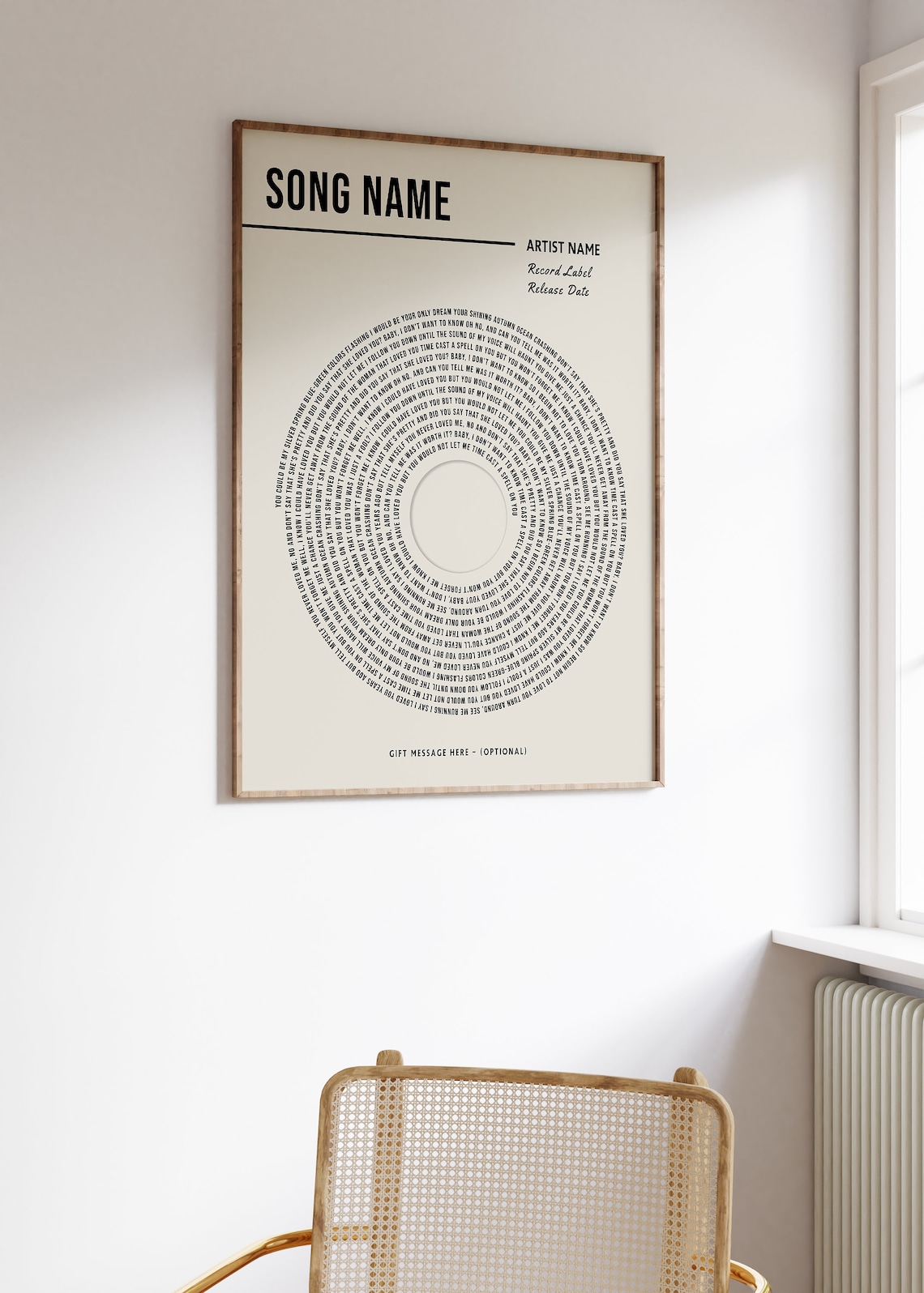 Custom Vinyl Lyrics Print Personalised Music Poster