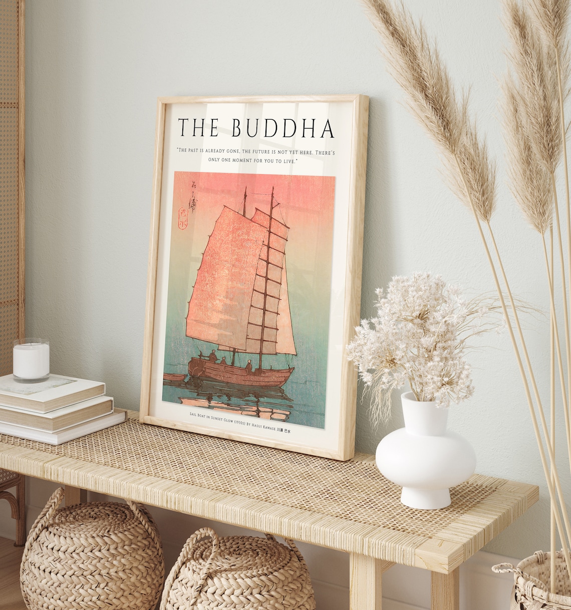 Buddhist Art Poster, Japanese Spiritual Floral Print - Image 2