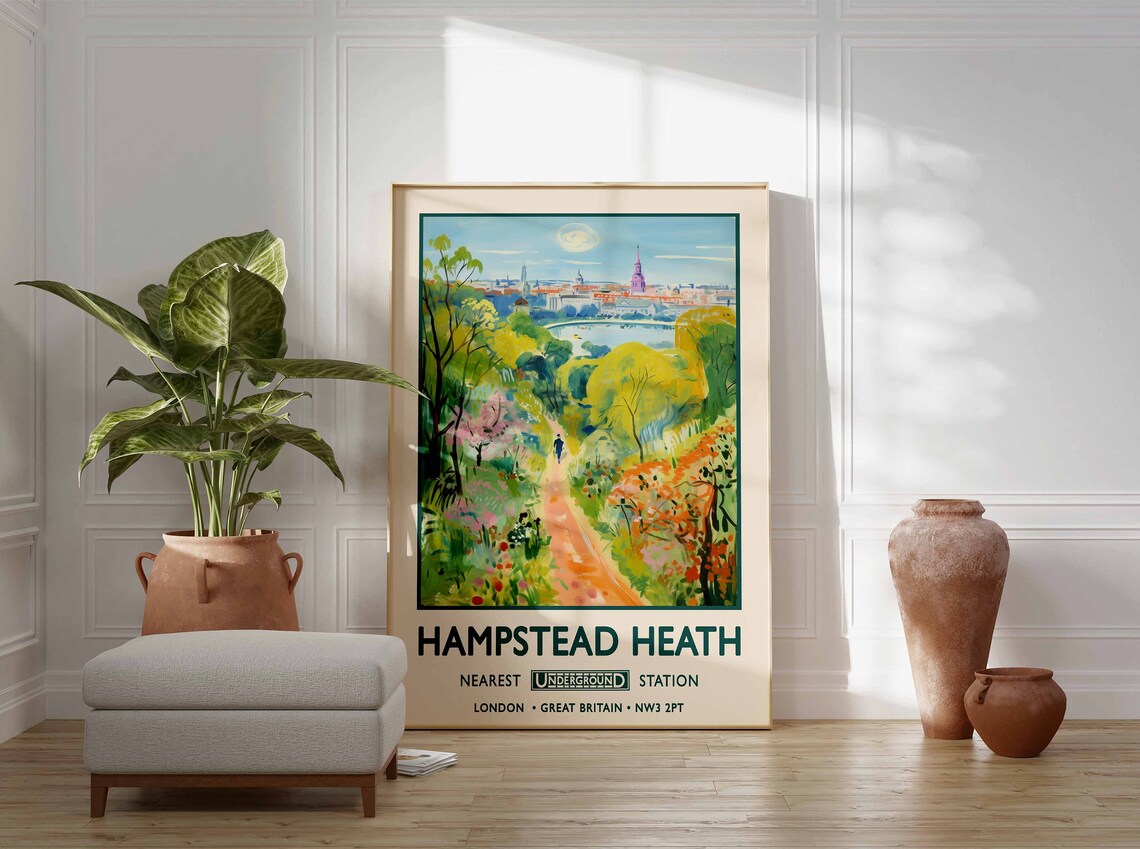 Hampstead Heath London Vintage Floral Art Print - Image 3