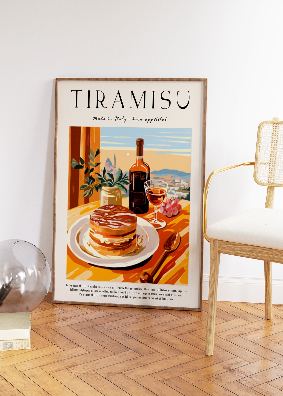 Tiramisu Italian Dessert Poster, Retro Food Art Print - Image 3