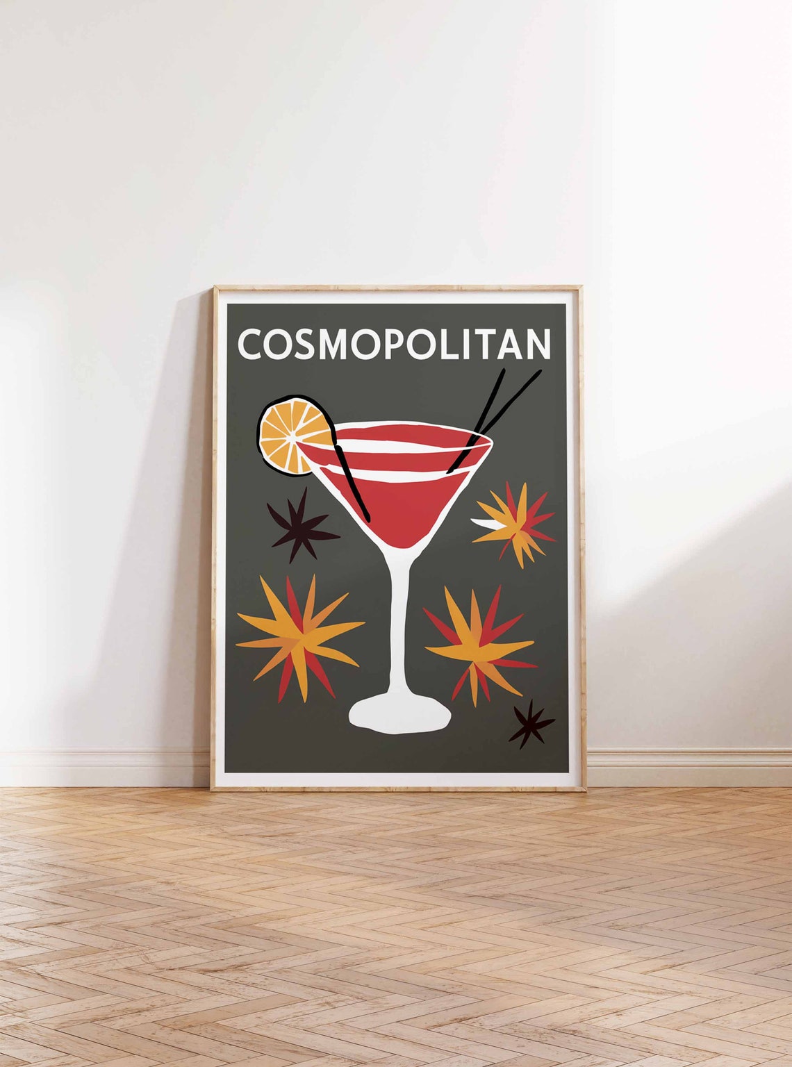Cosmopolitan Cocktail Retro Martini Glass Starburst Bar Poster - Image 2