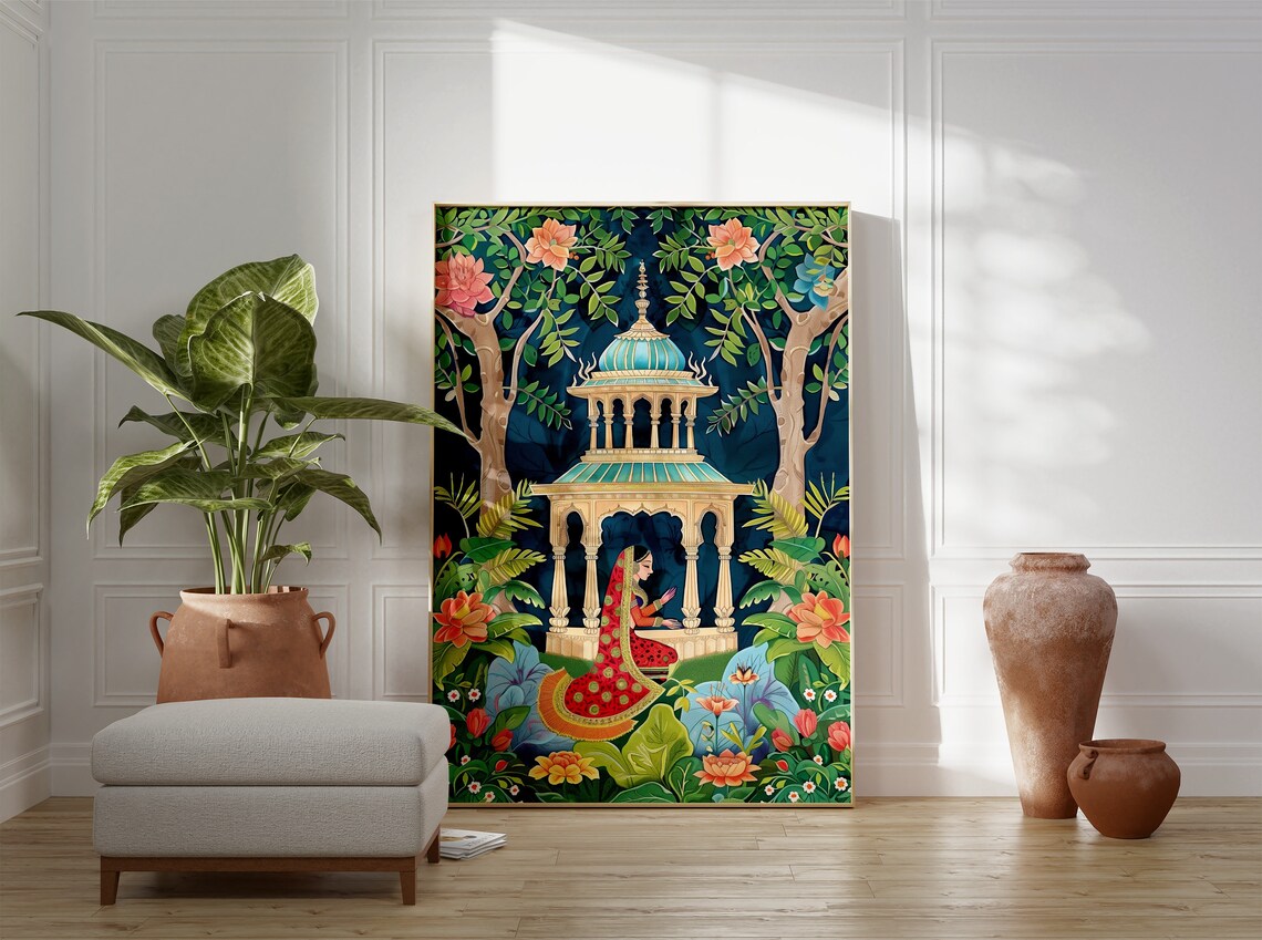Indian Pichwai Traditional Floral Art Print - Image 3