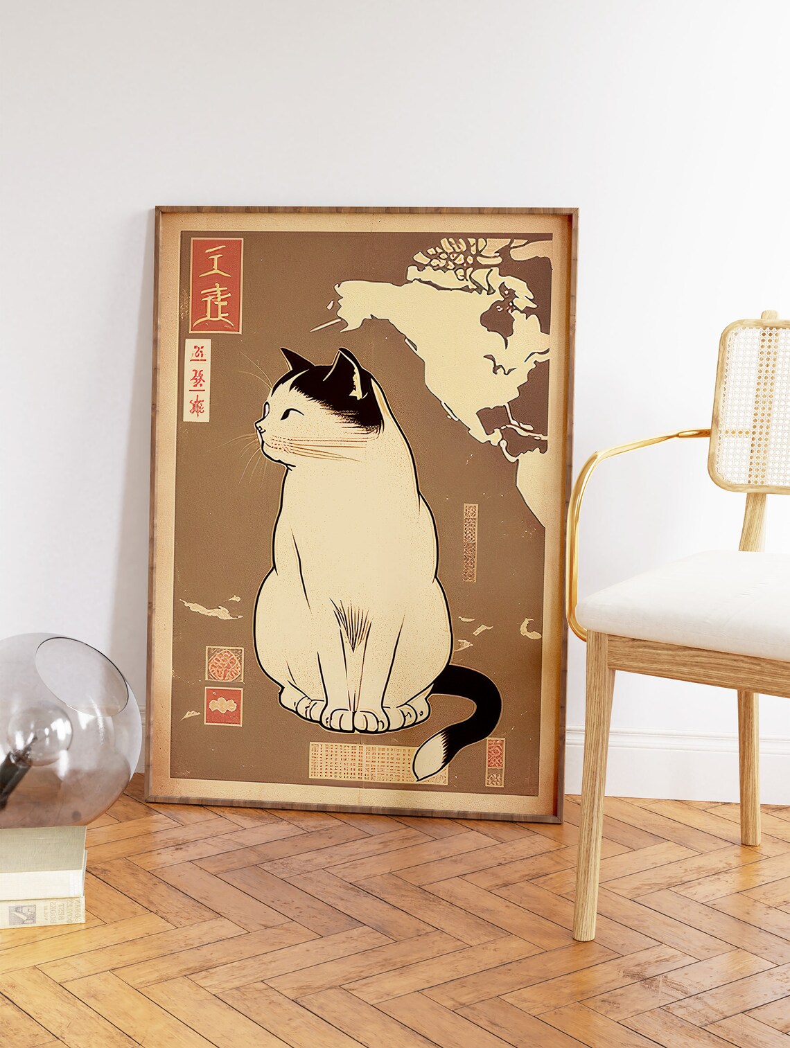 Japanese Cat Poster Vintage Japanese Cat Art Print Cute Cat Art Animal Wall Art Decor Animal Art Print Cat Lovers Gift Oriental Art - Image 2
