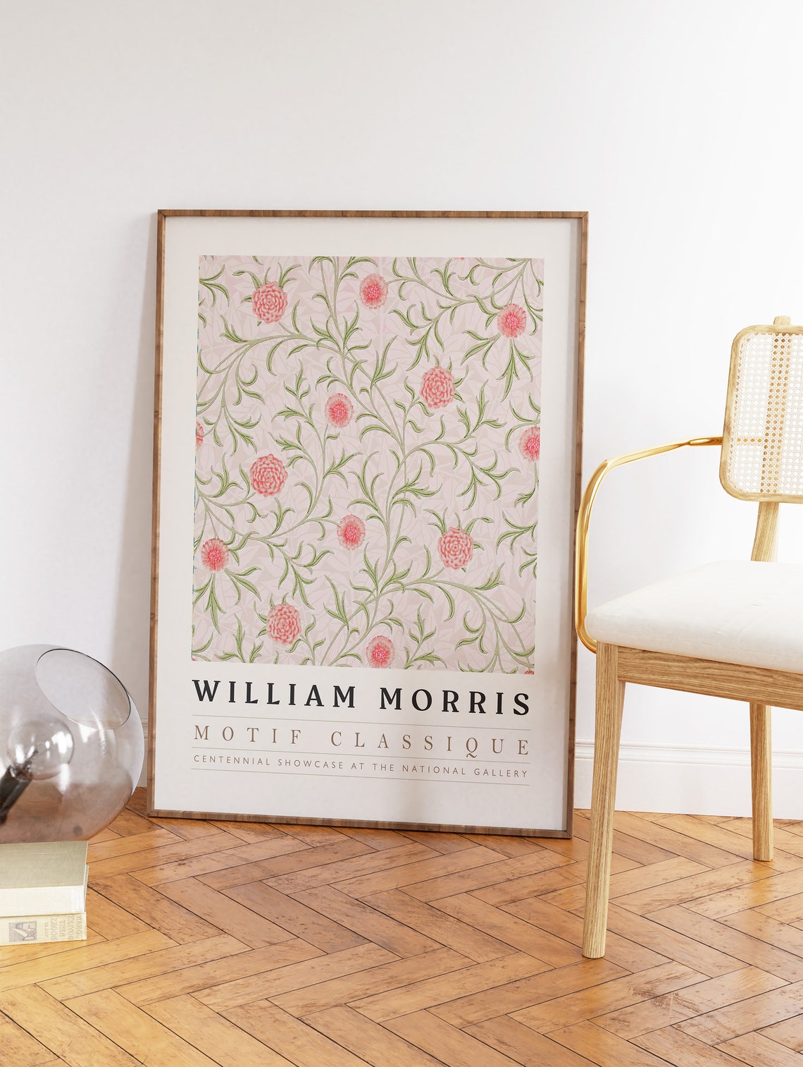 William Morris Pink Carnations Motif Classique Botanical Poster - Image 2