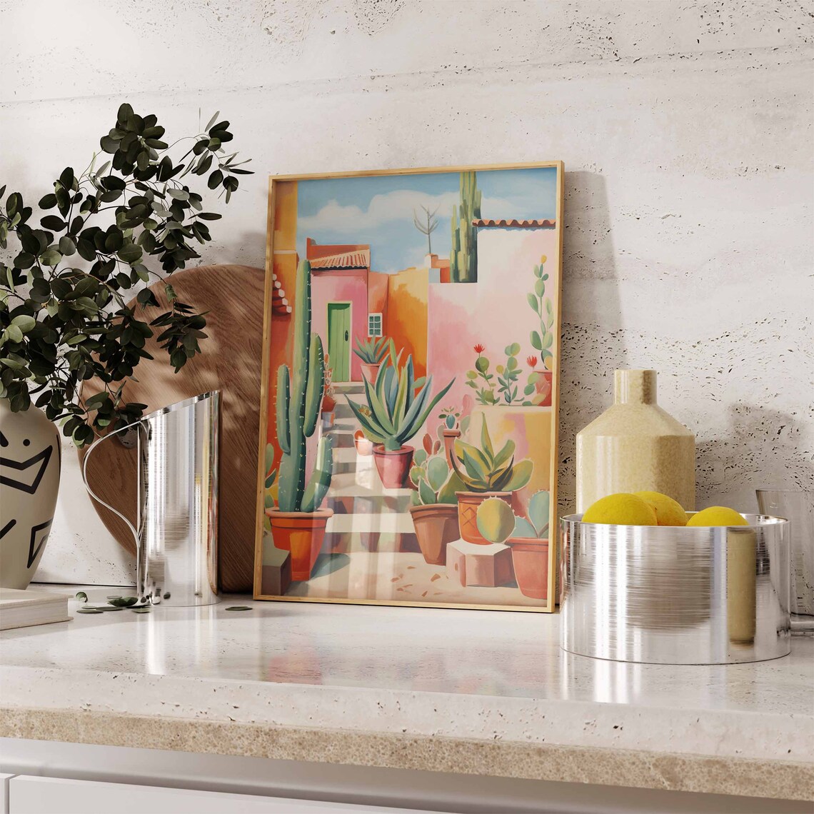 Vintage Mexican Cactus Art Print, Traditional Floral - Image 3