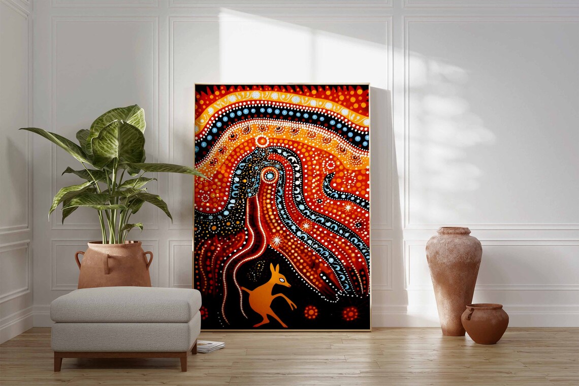 Aboriginal Dot Painting Kangaroo Australian Indigenous Art Poster - Image 3