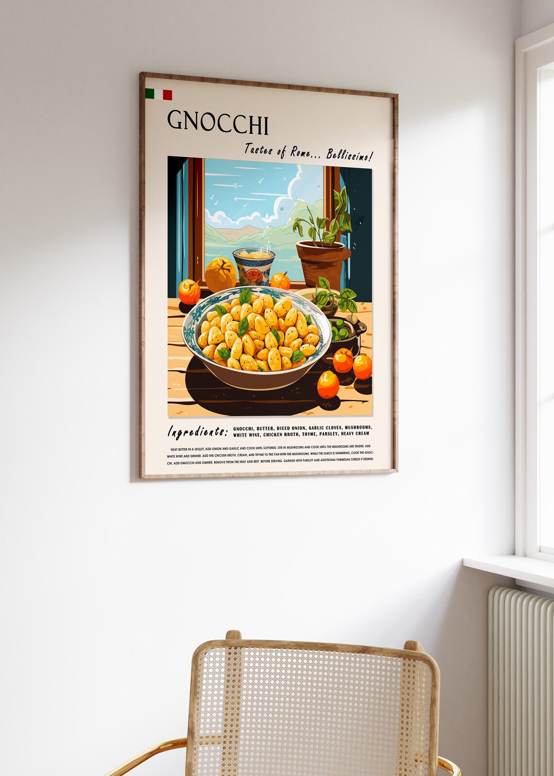 Gnocchi Italian Recipe Kitchen Poster Tastes of Rome Food Art - Image 3